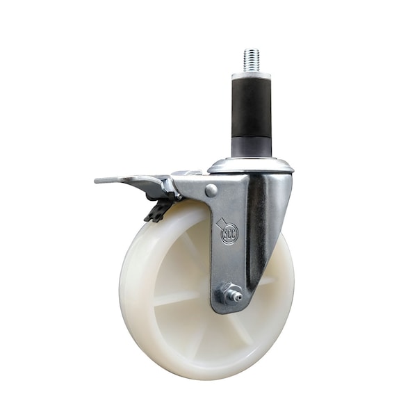 5'' SS Nylon Swivel 1-1/4'' Expand Stem Caster Total Lock Brake